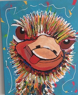 Struisvogel. € 40,00  40 x 50 cm. Verkocht.
