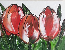 Tulpen  paletmes.  € 25,00.  30 x 40 cm.