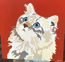 Poes 2. € 20,00  50 x 50 cm.