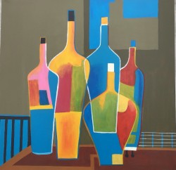 Flessen  € 45,00. 56 x 56 cm.