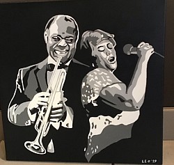 E. Fitzgerald-L. Armstrong € 40,00  50 x 50 cm.  Verkocht.