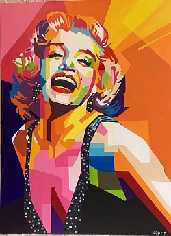 Marylin Monroe 60 x 80 cm.   Verkocht