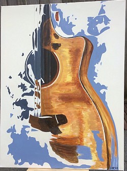 Gitaar. € 40,00.  60 x 80 cm.  Verkocht.