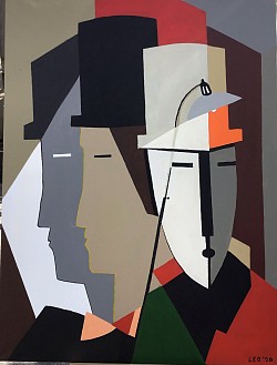 Mannen (strak in het pak)   60 x 80 cm.  € 35,00