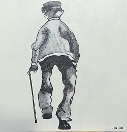 Oude man 1.  56 x 56 cm.   € 20,00.  Verkocht.