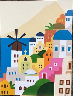 Griekse vakantie. 60 x 80 cm.  € 65,00.