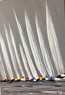Zeilwedstrijd. 50 x 70 cm.  € 60,00