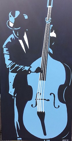 Jazzbassist. 40 x 80 cm. € 55,00