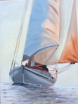 Zeilboot. 60 x 80 cm.  € 120,00