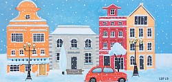 Winter in de stad  40 x80 cm.  € 125,00
