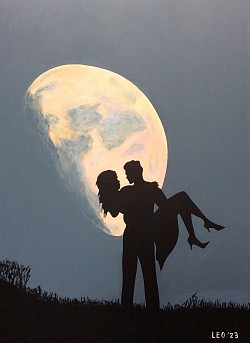 Verliefd stel. 50 x 70 cm.  € 50,00