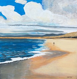 Wandeling op het strand. 70 x 70 cm. € 90,00.