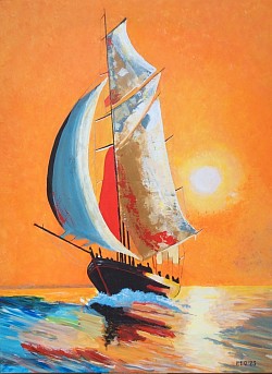 Romantische Boottocht. 60x 80 cm.   €. 100,00