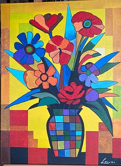 Bloemenweelde    50 x50 cm. Verkocht.