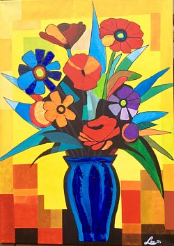 Bloemenweelde.  60 x 50 cm.Verkocht.