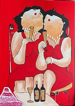 Dikke dames 50 x 100 cm.  € 55,00.
